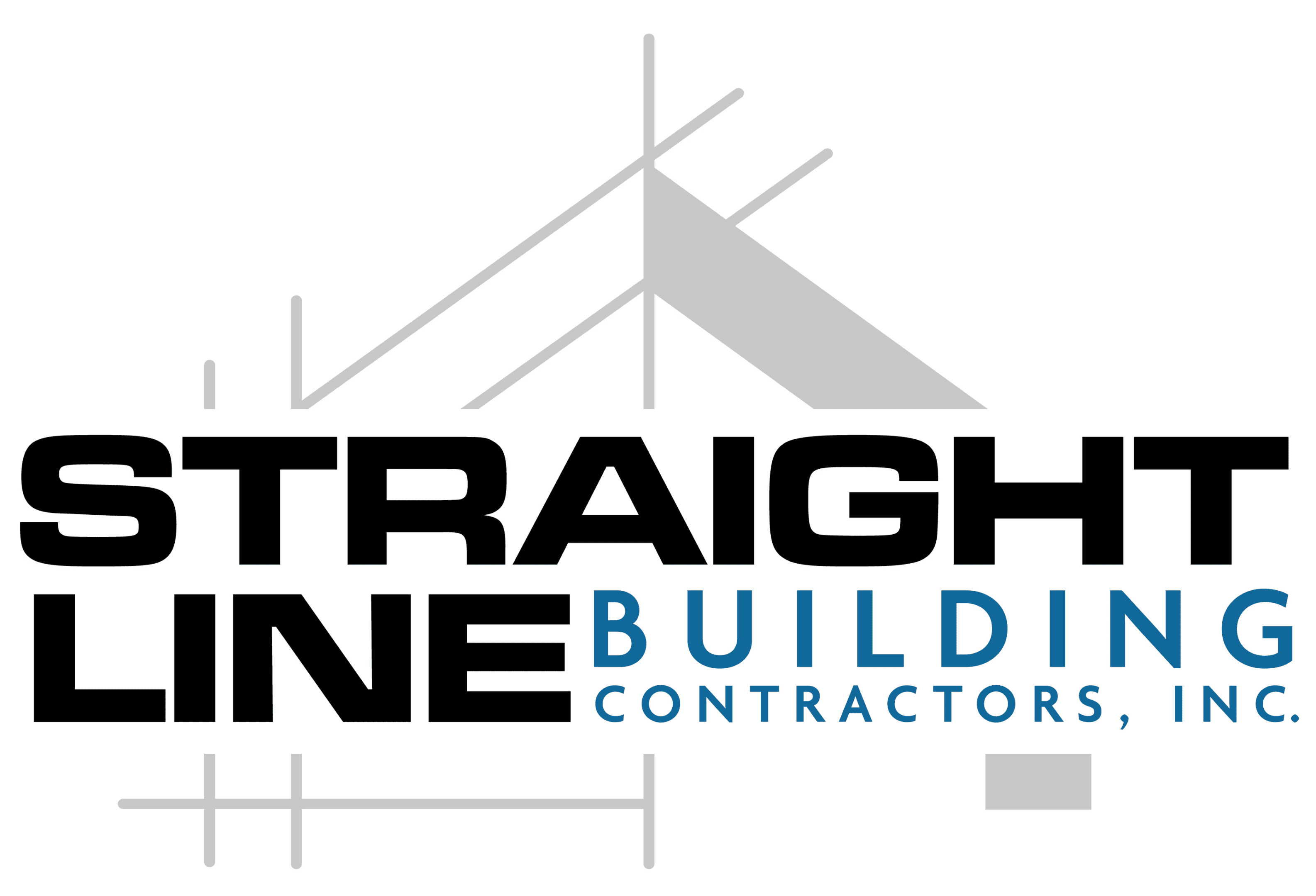 Straight Line Building Contractors logo with roof