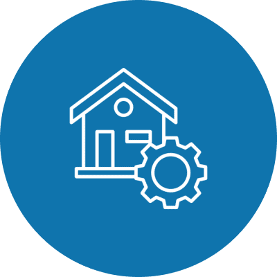 House with gear icon