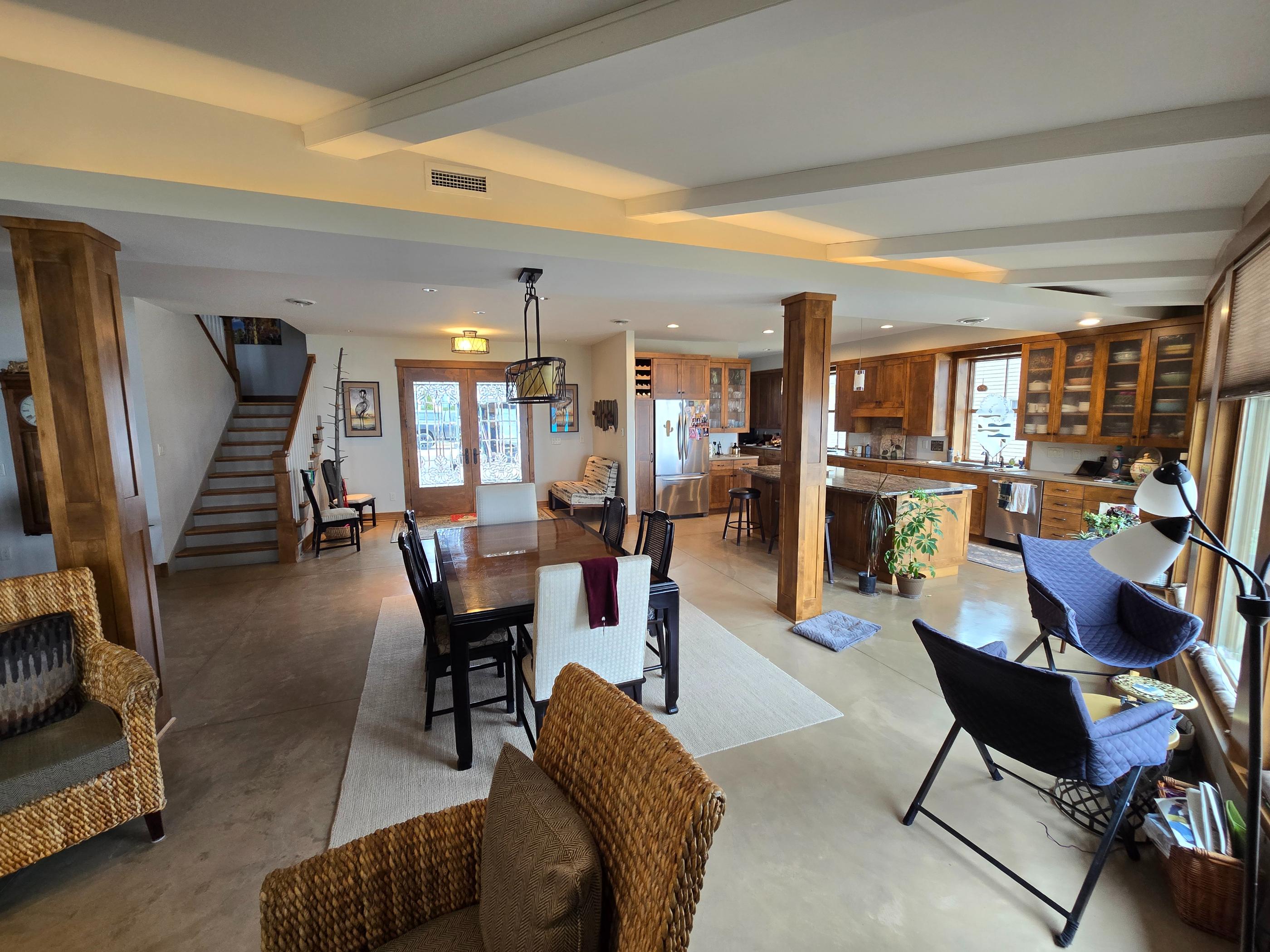 Spacious open-plan living, dining, and kitchen